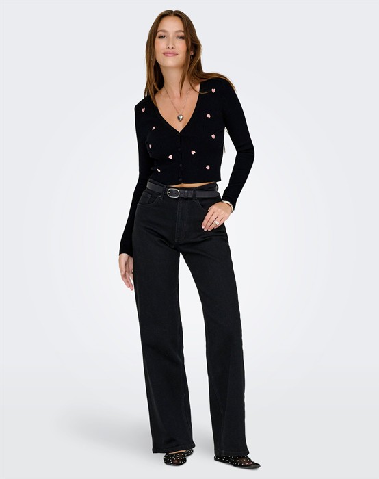 OnlJuicy HW Wide Denim Jeans - Black Denim